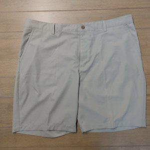 Izod men's golf shorts, flat front, color tan khaki, size 42